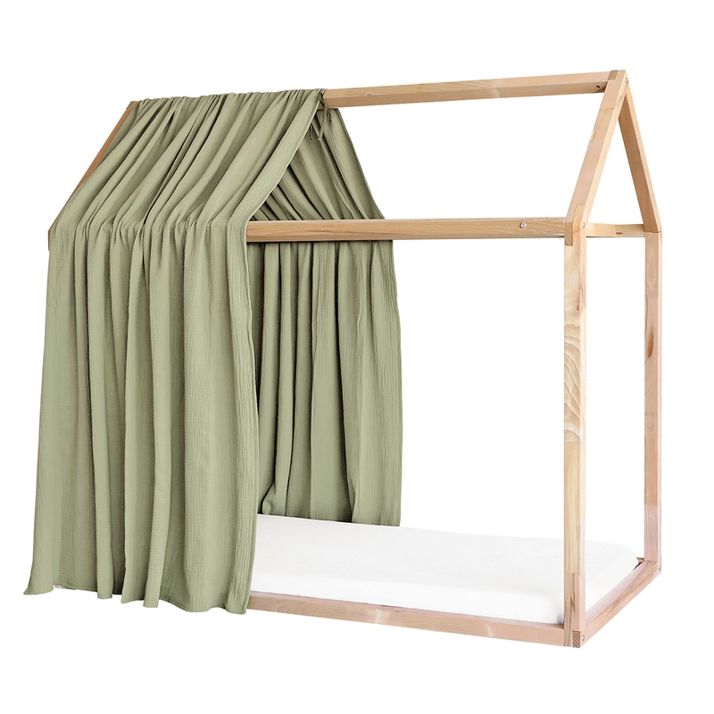 House Bed Canopy Muslin Light Green 1 Piece
