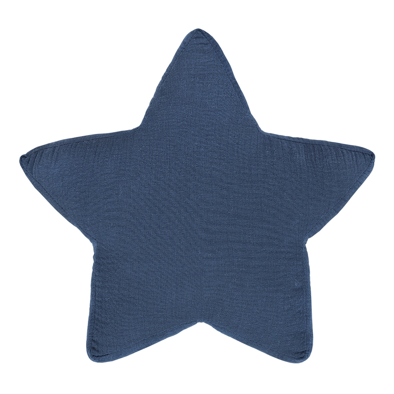 Organic Cushion &#039;Star&#039; Muslin Denim Blue 30cm