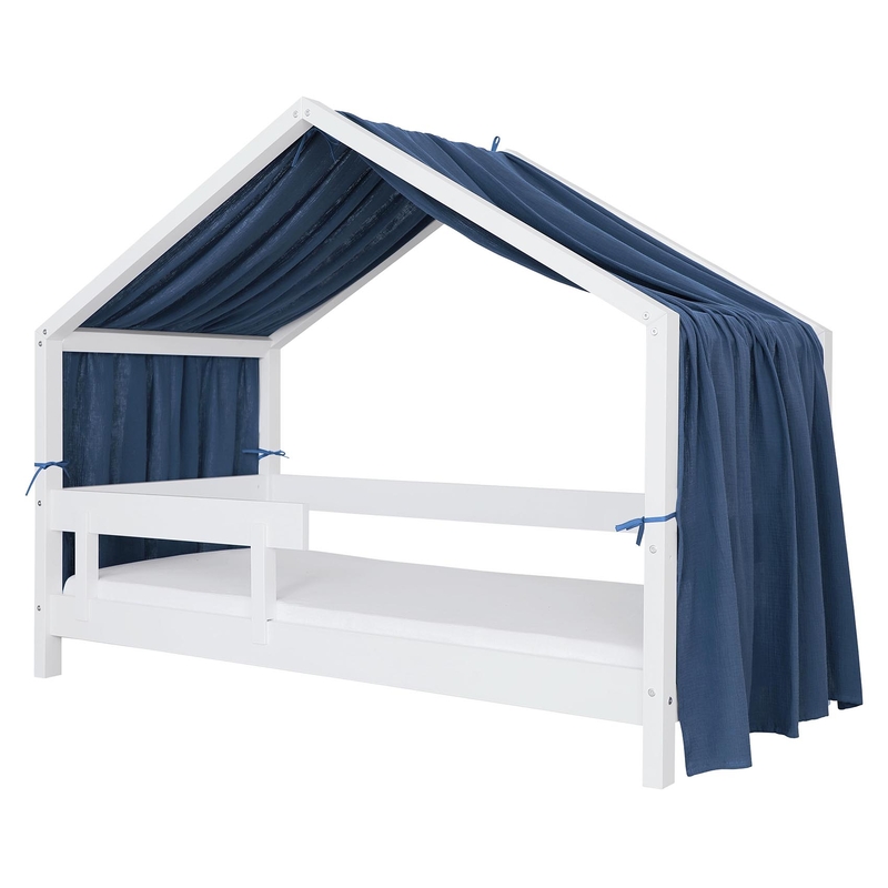 Organic House Bed Canopy Muslin Denim Blue