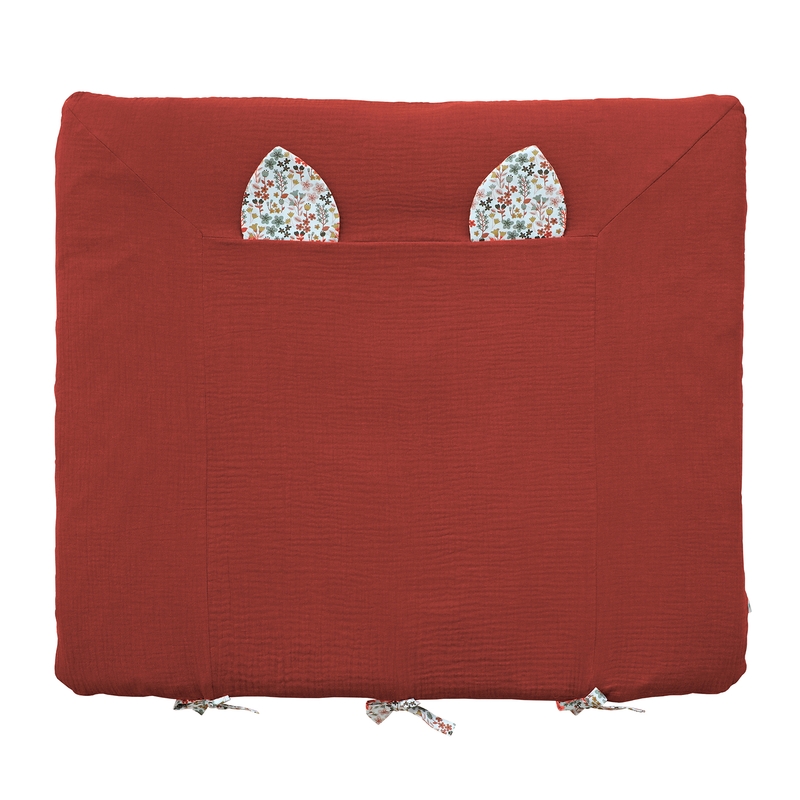 Organic Changing Pad Cover With Ears Rusty Red
