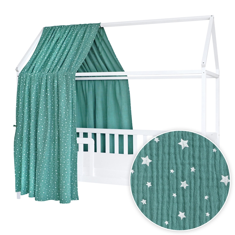 House Bed Canopy &#039;Stars&#039; Green 350cm 1 Piece