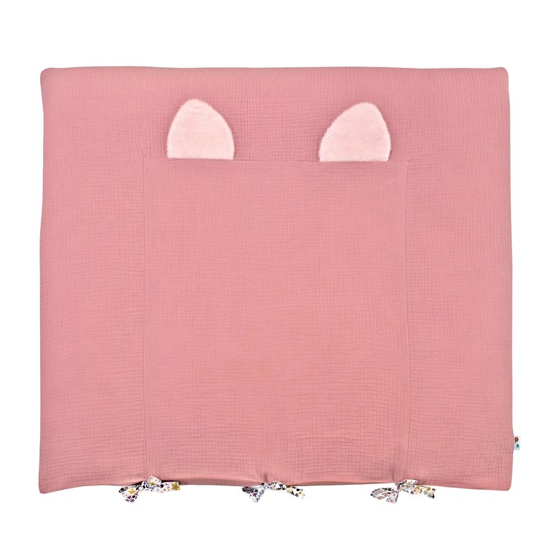 Changing Pad Cover With Ears Dusty Rose