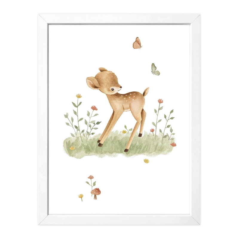 Poster &#039;Deer And Butterflies&#039; 30x40cm