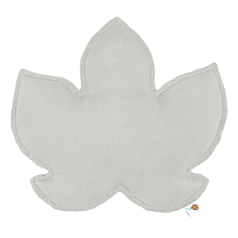Organic Cushion &#039;Leaf&#039; Muslin Light Grey 40cm