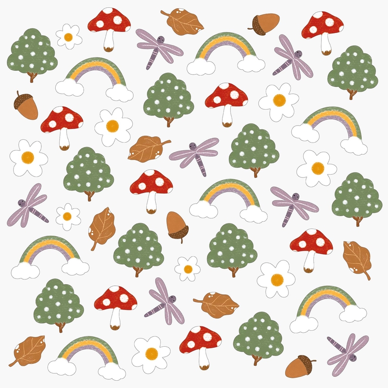 Wall Stickers &#039;Mushrooms &amp; Rainbows&#039; 51 pcs.