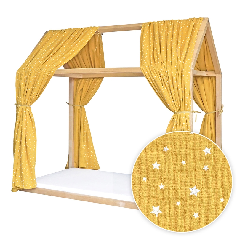 House Bed Canopy Set Of 2 &#039;Stars&#039; Yellow 315cm