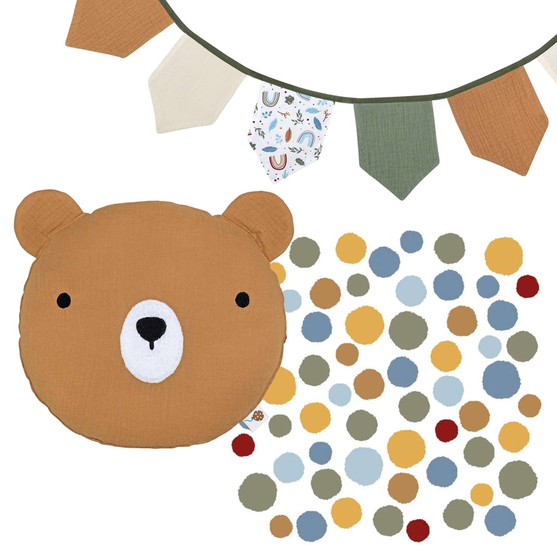Bundle With Garland, Dots Stickers &amp; Bear Pillow