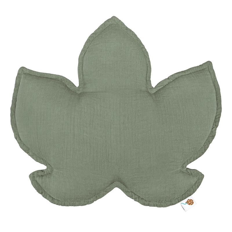 Cushion &#039;Leaf&#039; Muslin Khaki 40cm