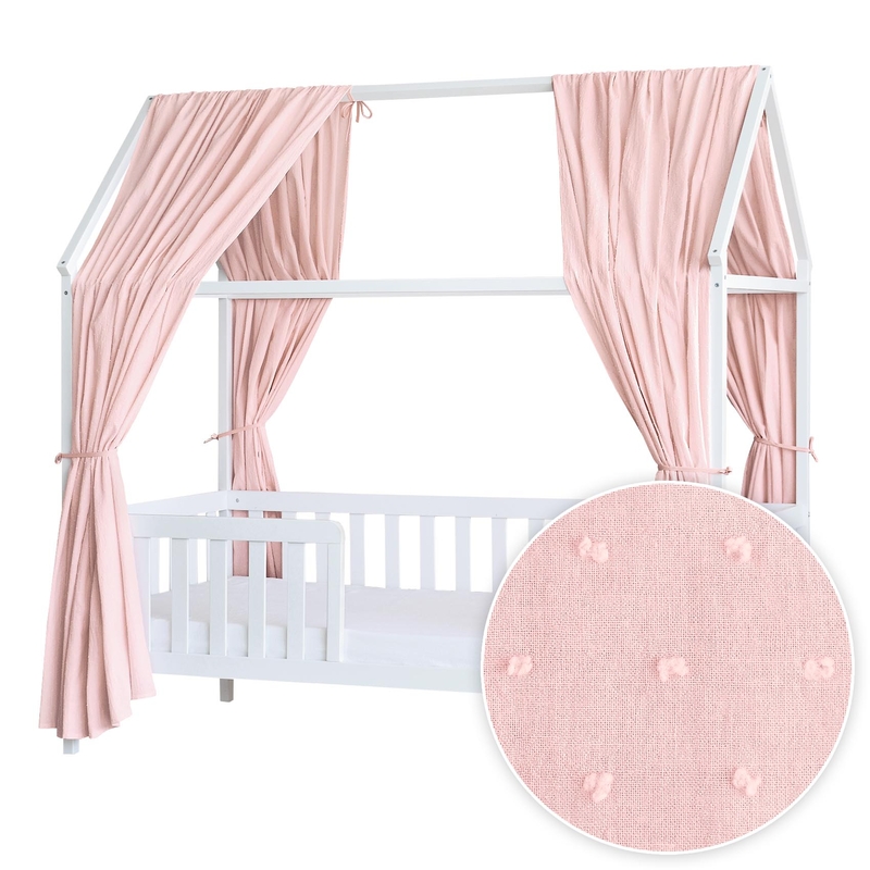 House Bed Canopy Set Of 2 &#039;3D Dots&#039; Light Rose 350cm