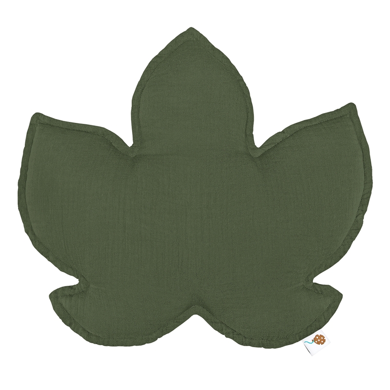 Cushion &#039;Leaf&#039; Muslin Dark Green 40cm