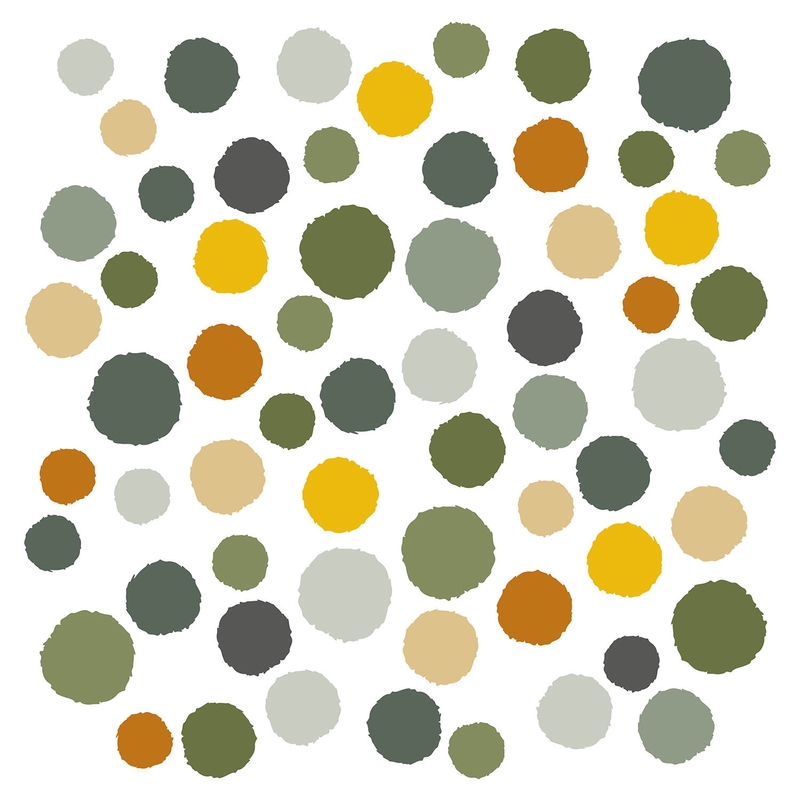Wall Stickers &#039;Dots&#039; Green/Mustard 62 pcs