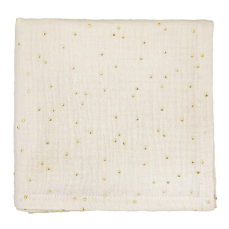 Cheesecloth Muslin &#039;Golden Dots&#039; Cream 70x70cm