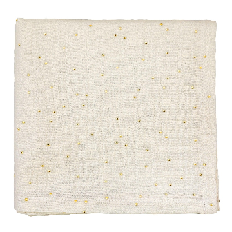 Muslin Cloth &#039;Golden Dots&#039; Cream 70x70cm