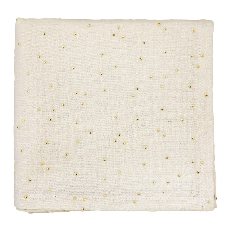 Muslin Cloth &#039;Golden Dots&#039; Cream 70x70cm