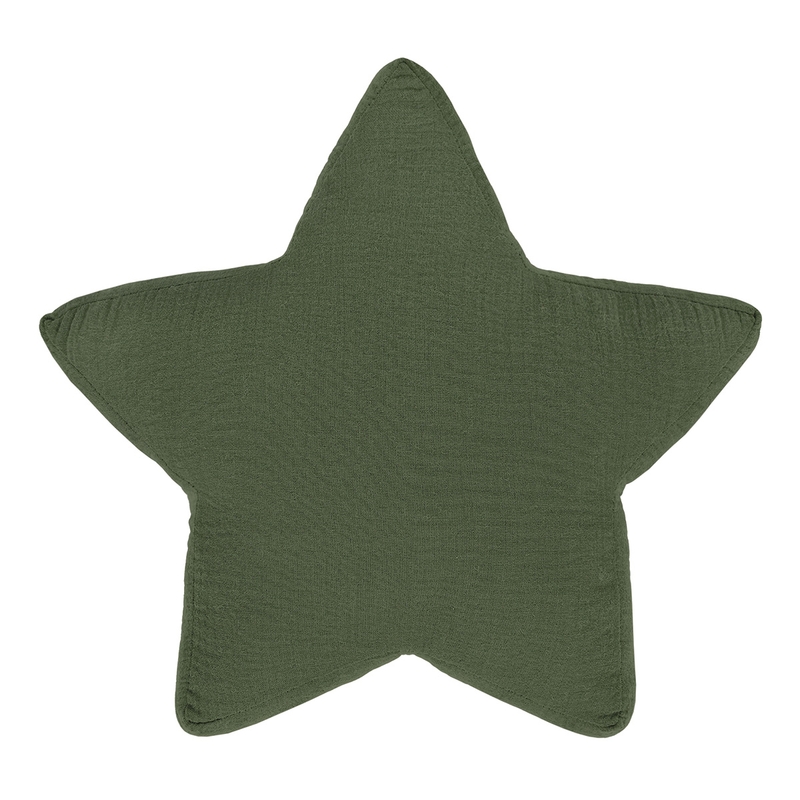 Cushion &#039;Star&#039; Muslin Dark Green 30cm