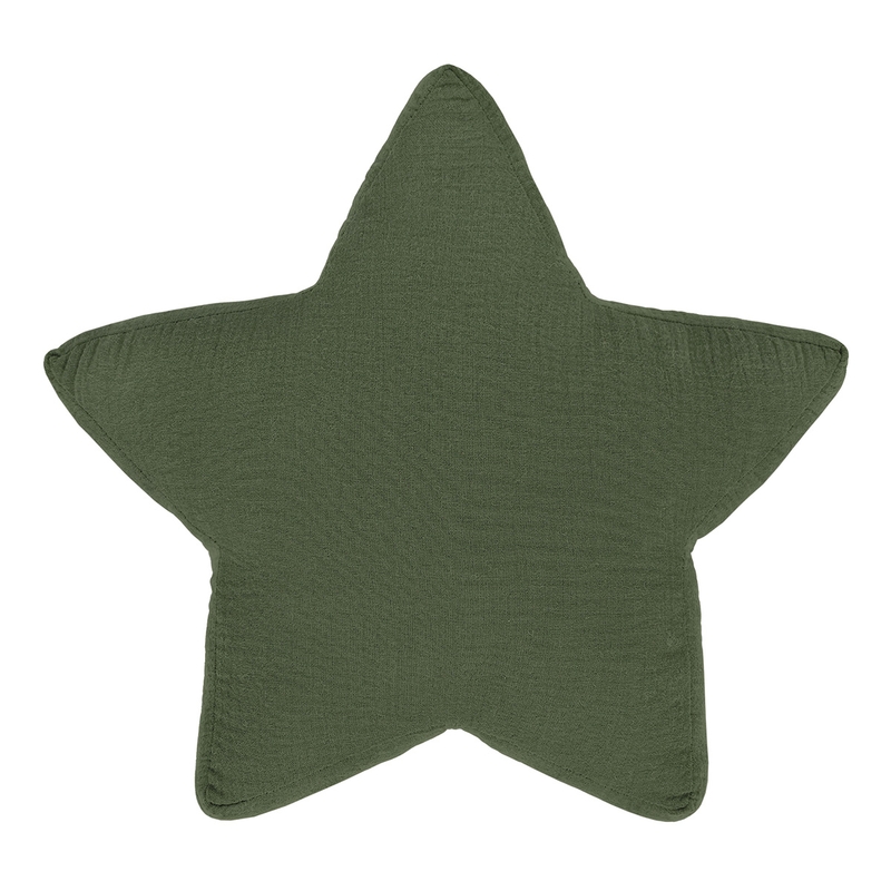 Cushion Star Muslin Dark Green 38cm
