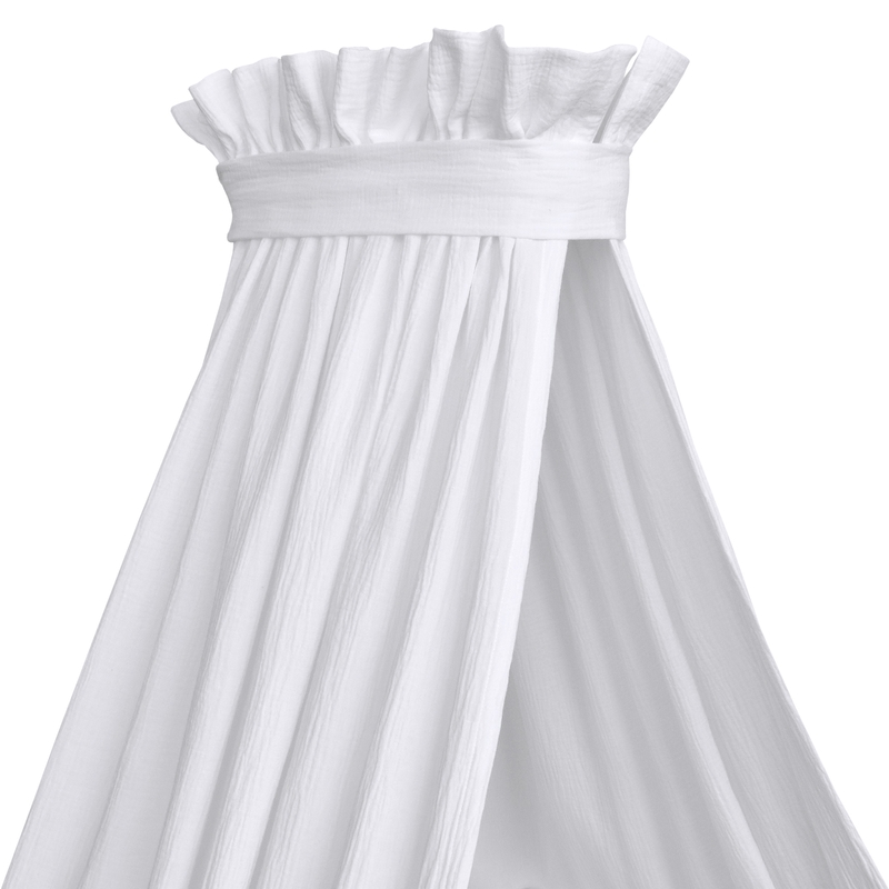 Baby Bed Canopy Muslin White