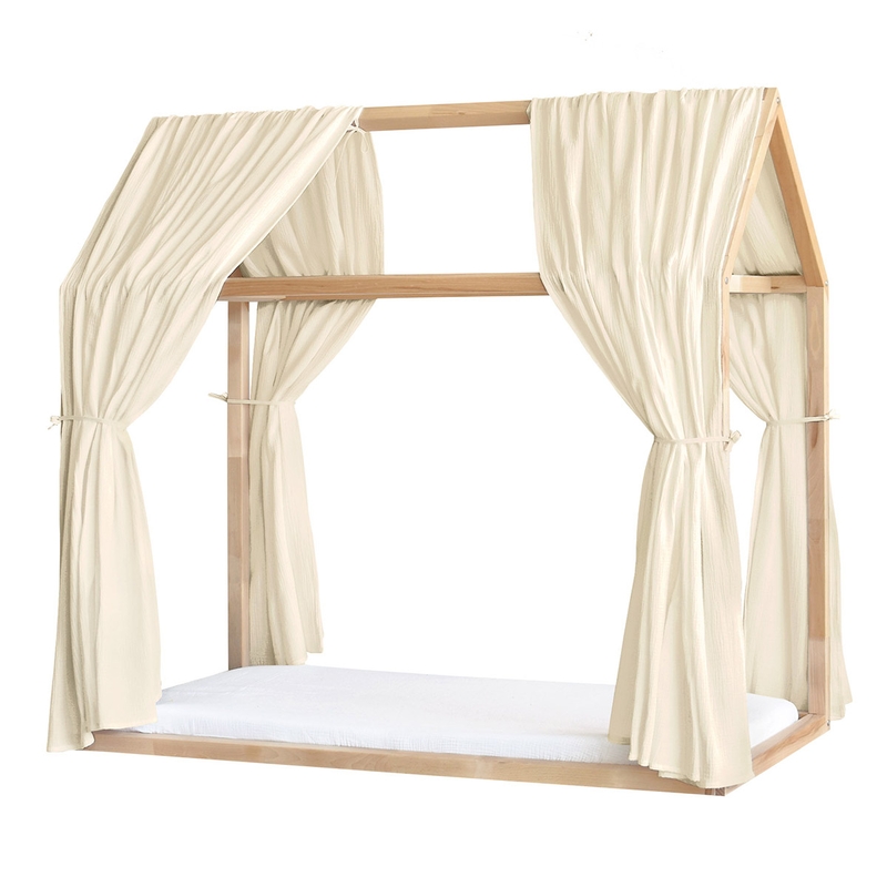 Organic House Bed Canopy Set Of 2 Muslin Cream