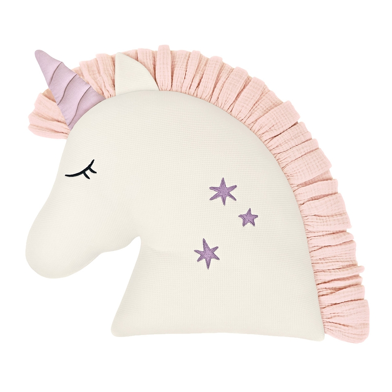 Cushion &#039;Unicorn&#039; Lilac/Pink Embroidered 53cm