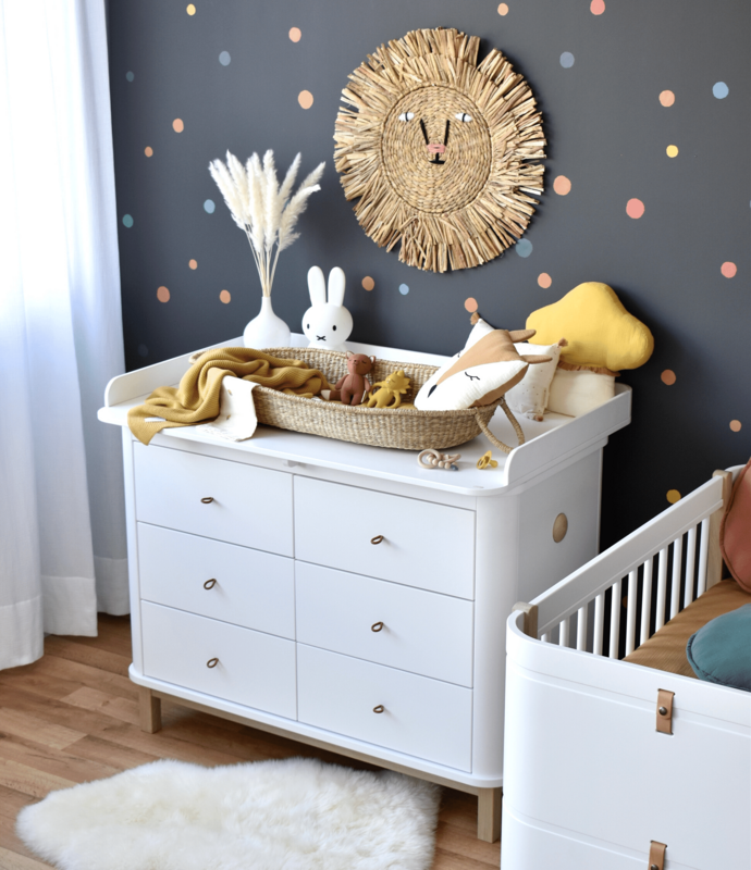 Babyroom With Dotty Stickers &amp; &#039;Forest&#039; Textiles