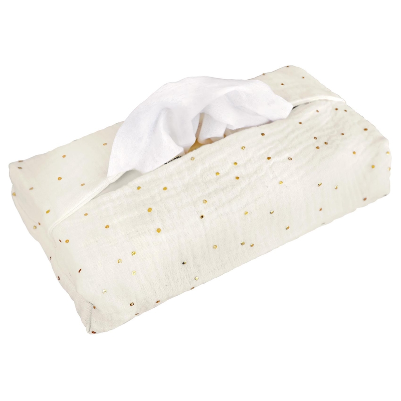 Wet Wipe Cover &#039;Golden Dots&#039; Muslin Cream