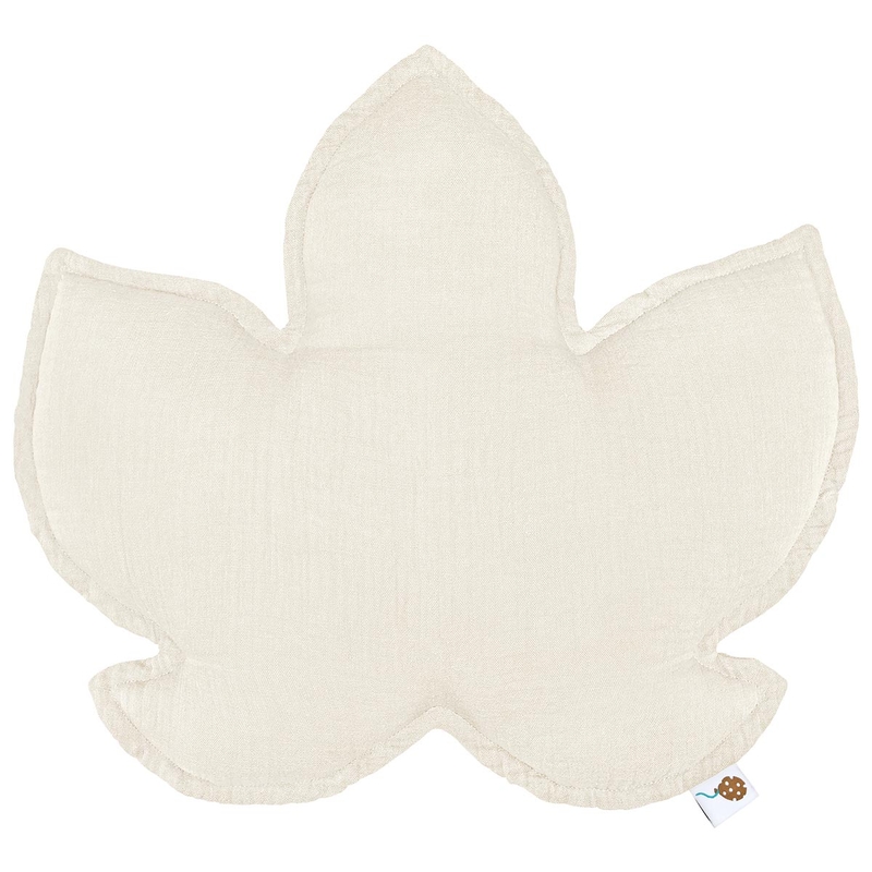 Organic Cushion &#039;Leaf&#039; Muslin Cream 40cm