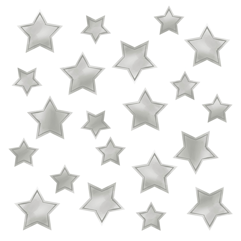 Wall Stickers &#039;Stars&#039; Watercolour Light Grey 21 pcs