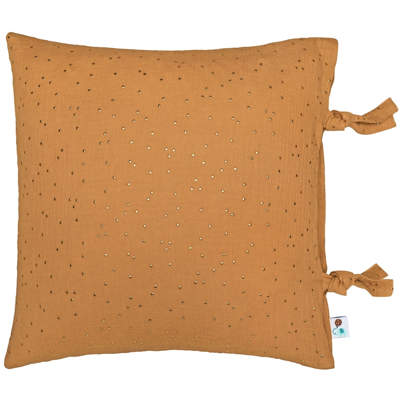 Pillowcase &#039;Golden Dots&#039; Muslin Camel 40x40cm