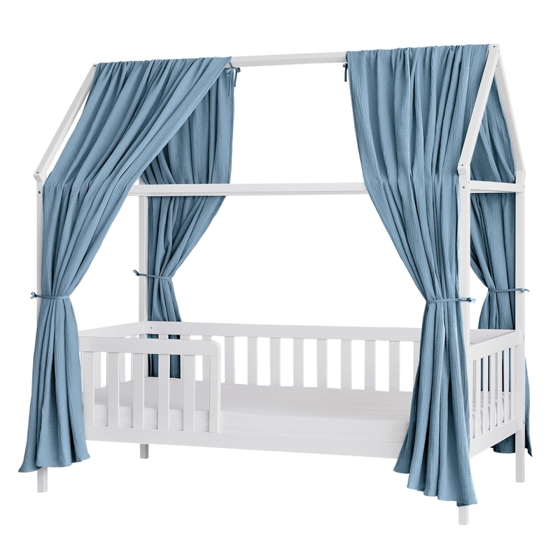 Organic House Bed Canopy Set Of 2 Dusty Blue 350cm