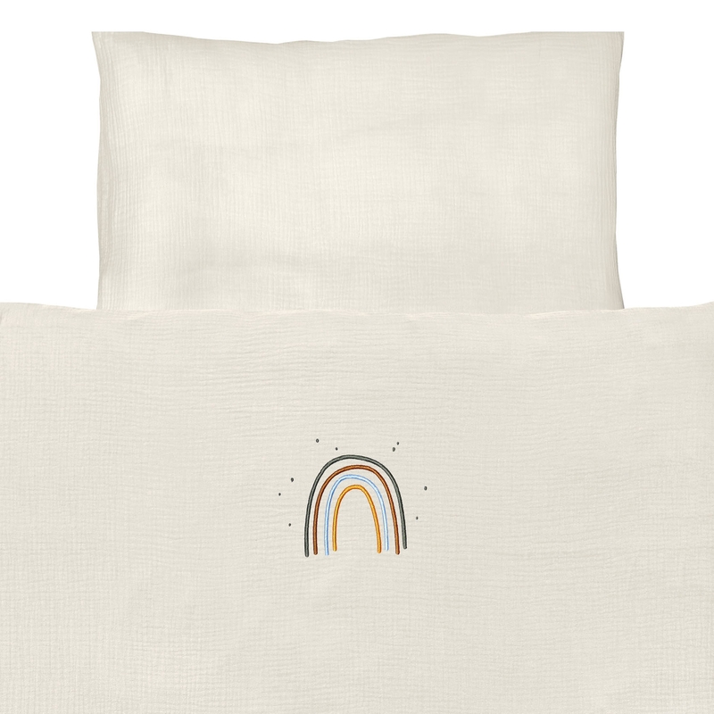 Organic Bedding &#039;Rainbow&#039; Muslin Embroidered 135x200cm
