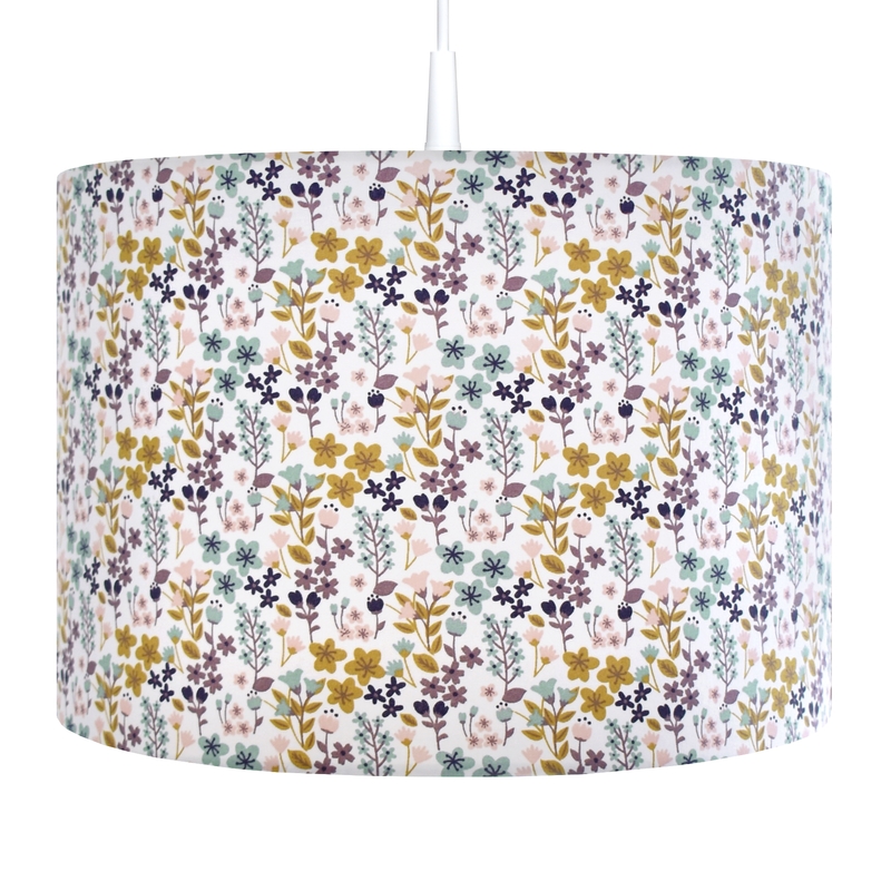 Hanging Lampshade &#039;Flowers&#039; Rose/Mustard Handmade