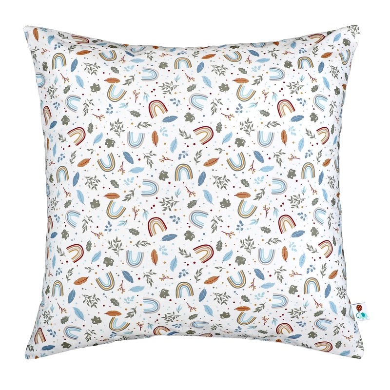 Organic Pillowcase &#039;Rainbow&#039; Blue/Camel 50x50cm