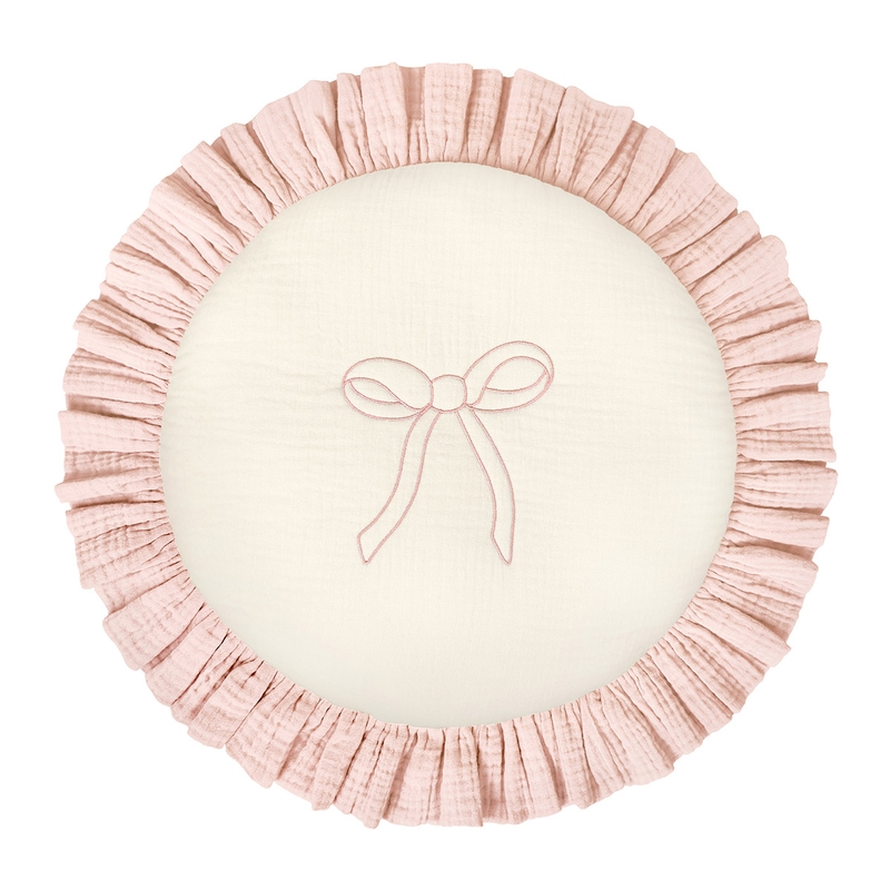 Cushion &#039;Bow&#039; With Ruffles Powder Pink Ø 35cm