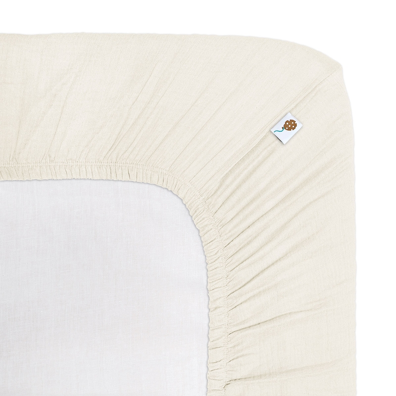 Organic Fitted Sheet Muslin Cream 90x200cm