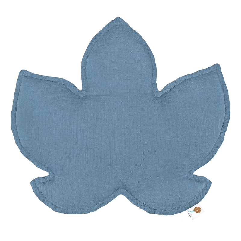 Cushion &#039;Leaf&#039; Muslin Dusty Blue 40cm