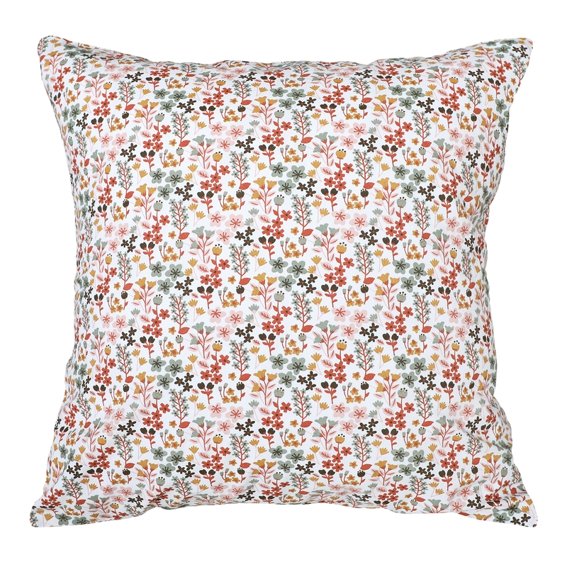 Organic Pillowcase &#039;Flowers&#039; Dark Red 50x50cm