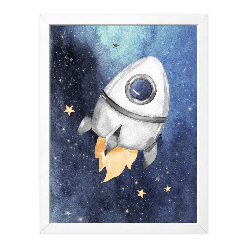 Kidsroom Space Poster &#039;Rocket&#039; Blue 30x40cm