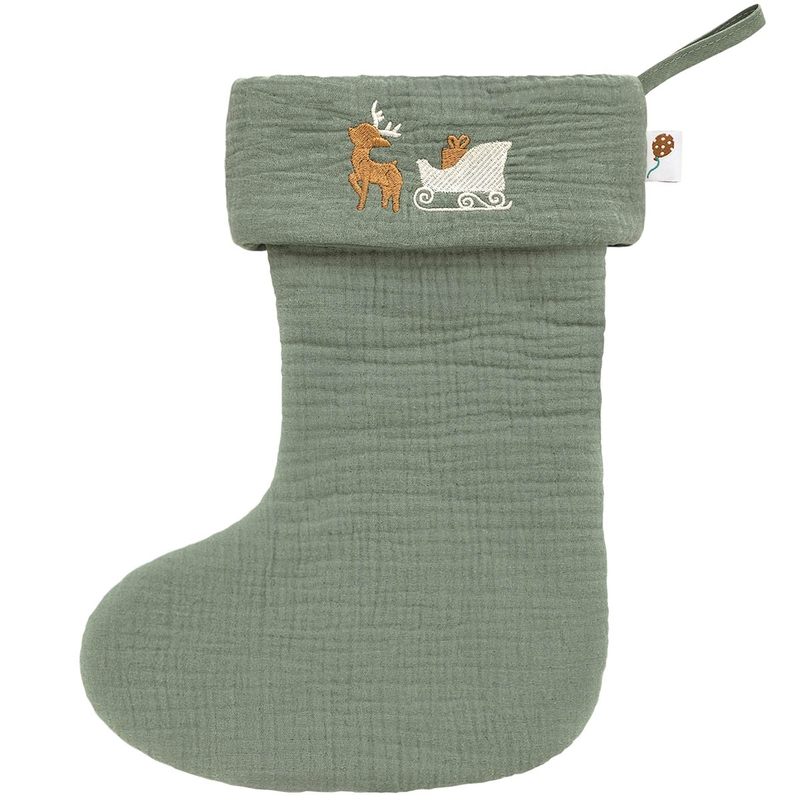Organic Christmas Stocking &#039;Reindeer&#039; Khaki