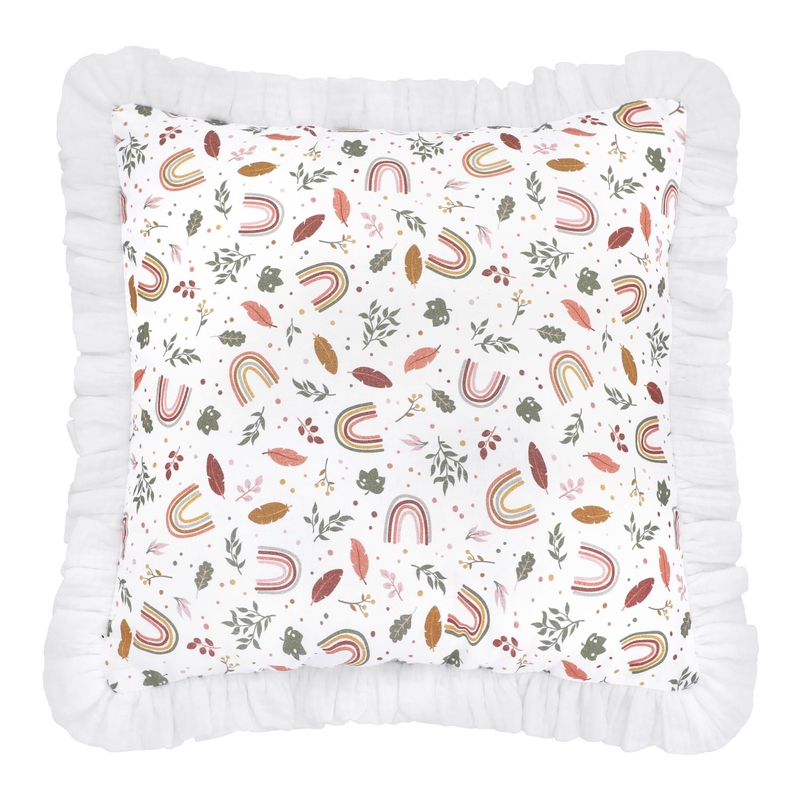 Organic Pillowcase With Ruffles &#039;Rainbow&#039;