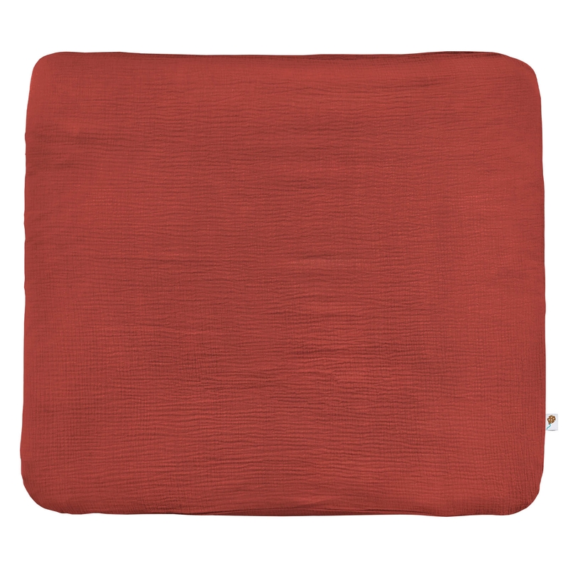 Organic Changing Pad Cover Muslin Dark Red