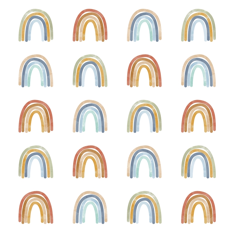 Fabric Wall Stickers &#039;Rainbows&#039; Mustard/Blue 20 pcs