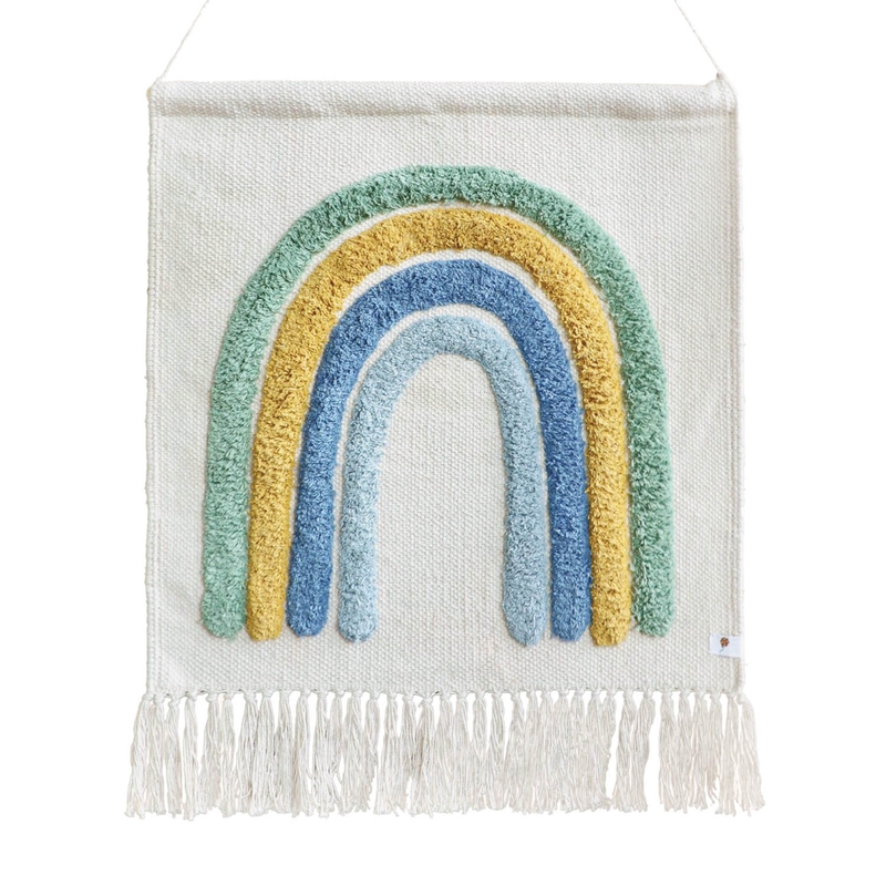 Wall Rug &#039;Rainbow&#039; Cream/Dusty Blue