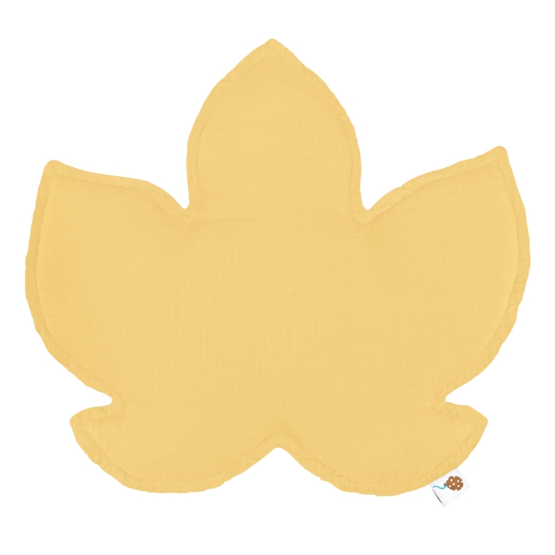 Organic Cushion Leaf Muslin Yellow 40cm