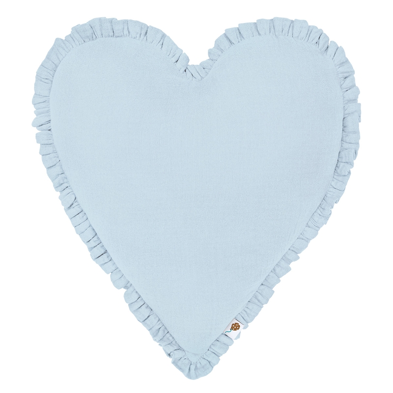 Cushion &#039;Heart&#039; With Ruffles Light Blue 40cm
