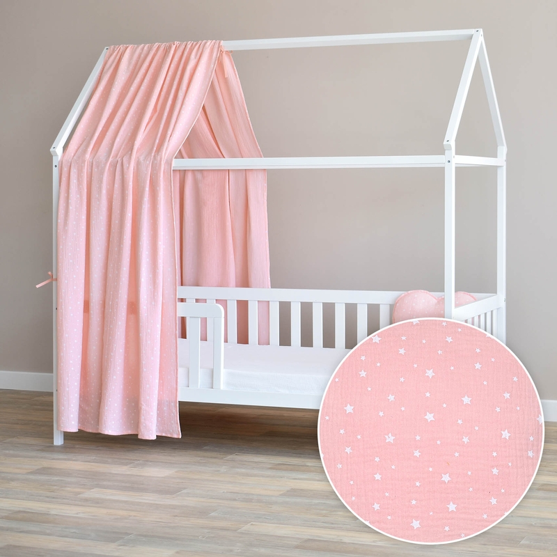 House Bed Canopy &#039;Stars&#039; Light Pink 350cm 1 Piece