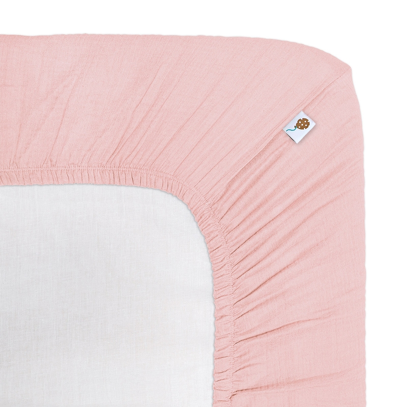 Organic Fitted Sheet Muslin Light Pink 90x200cm
