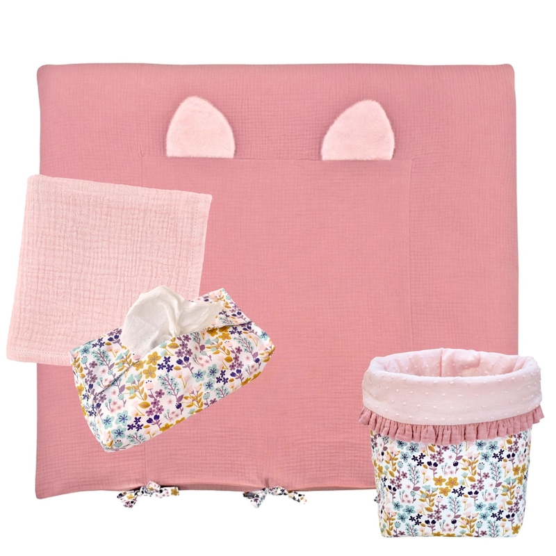 Bundle For Changing Table &#039;Flowers&#039; Dusty Rose