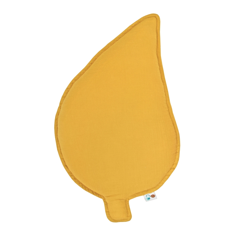 Cushion &#039;Leaf&#039; Muslin Mustard 47cm