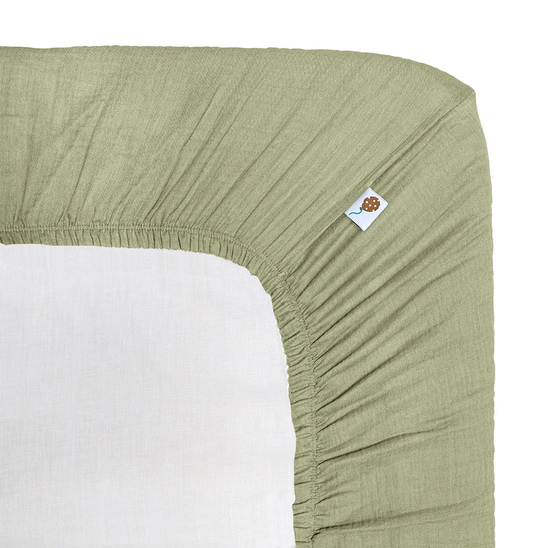 Fitted Sheet Muslin Light Green 90x200cm