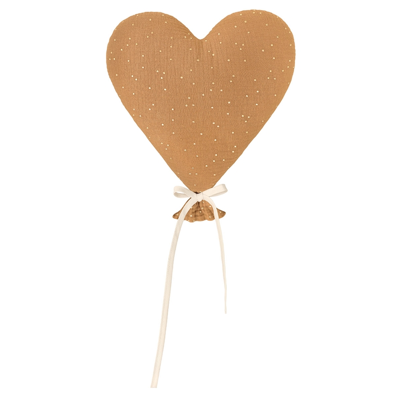 Wall Decor &#039;Heart&#039; Muslin Camel/Golden Dots 30cm
